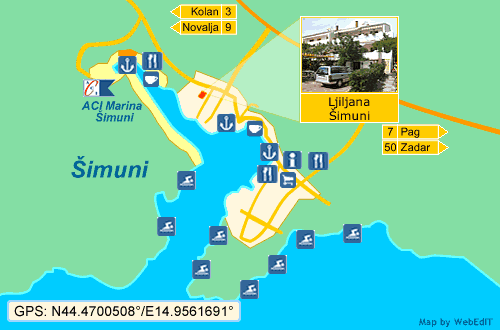 Karta, mapa, mjesta Šimuni